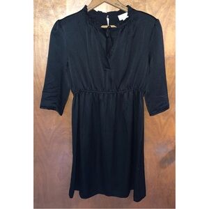 Miguelina 100% Silk Black Dress Ruffle Collar Witchy Goth Vampire Cottagecore
